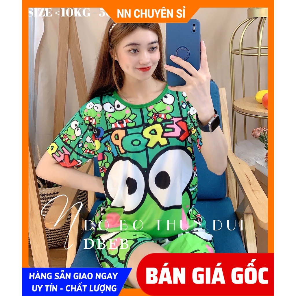 Set bộ 3D MẸ VÀ BÉ  Đồ bộ thun lửng đùi 3 lố sát nách in hình ếch hoạt hình chất thun mềm mát DBRB