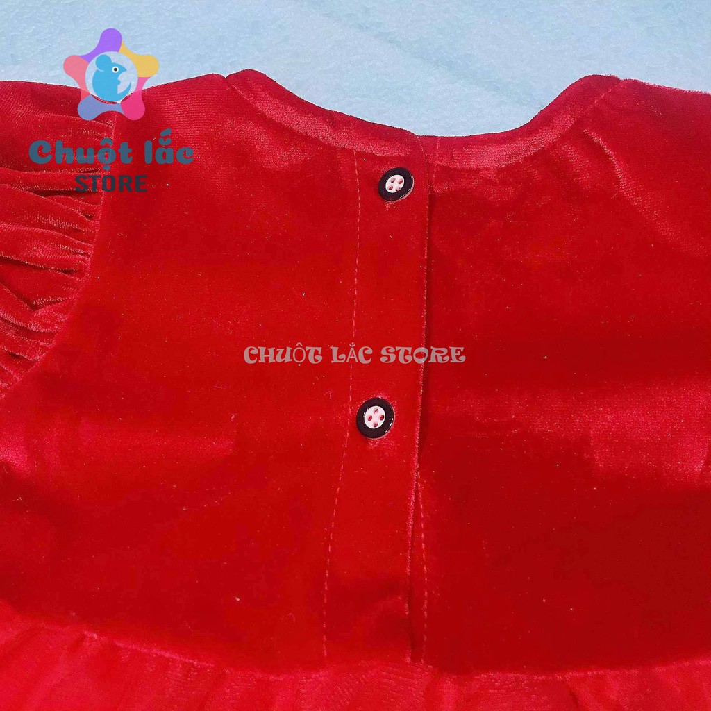 Váy Bé Gái Chuột Lắc Store Diện Noel Tết Chất Nhung Mềm Tặng Kèm Cài Đầu Bờm Tuần Lộc 5Kg Đến 18Kg