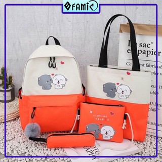 Balo nữ ❤️𝑭𝑹𝑬𝑬𝑺𝑯𝑰𝑷❤️ giảm 5k khi nhập mã balo thời trang set 4 món 2 chú chó