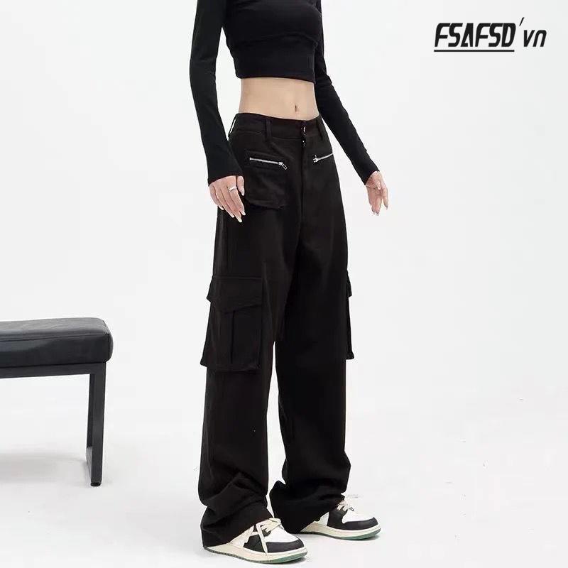 Quần Yếm Jean Ống Rộng Mỏng Phong Cách Retro Mỹ Hàng Mới 2022 Dành Cho Bạn Nữ