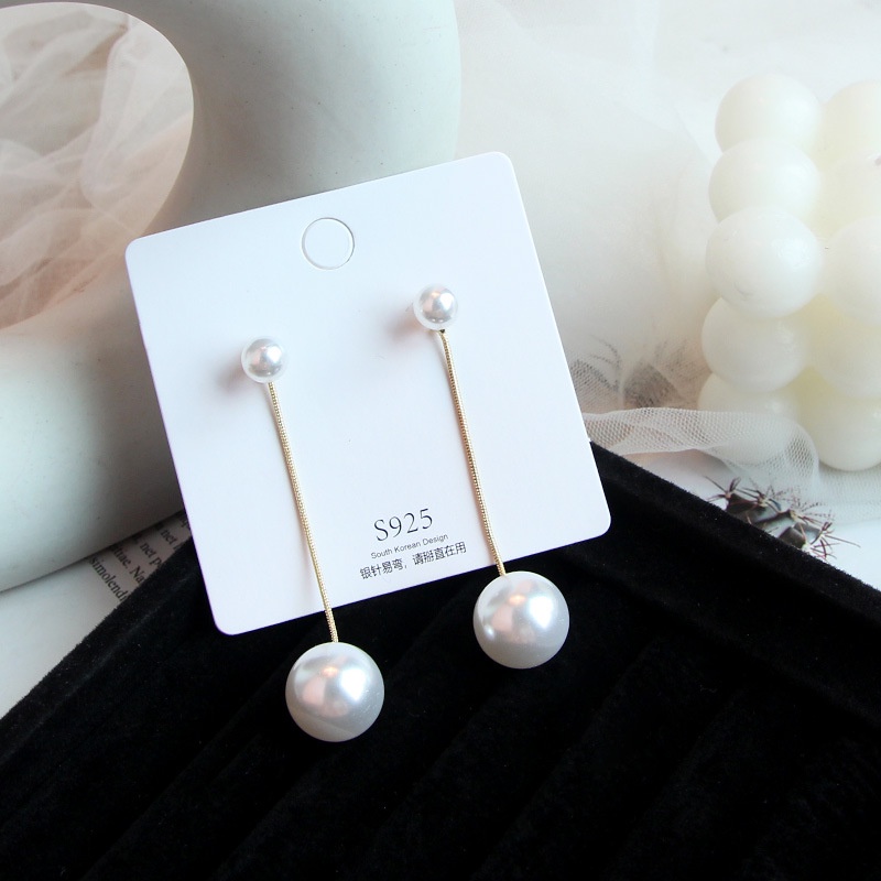 Bông Tai Mạ Bạc 925 Dáng Dài Đính Ngọc Trai Phối Tua Rua Sang Trọng