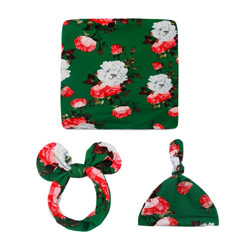 Set 3 Khăn Quấn + Nón + Băng Đô Xinh Xắn Cho Bé Sơ Sinh
