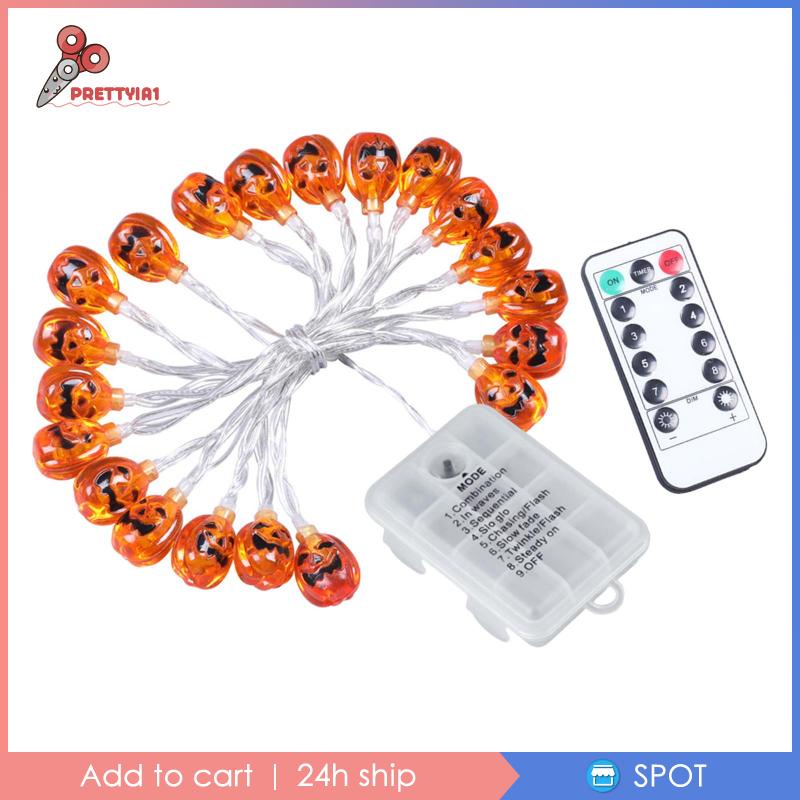 [Prettyia1] Dây Đèn LED 20 Bóng 2.5m Hình Bí Ngô Trang Trí Halloween