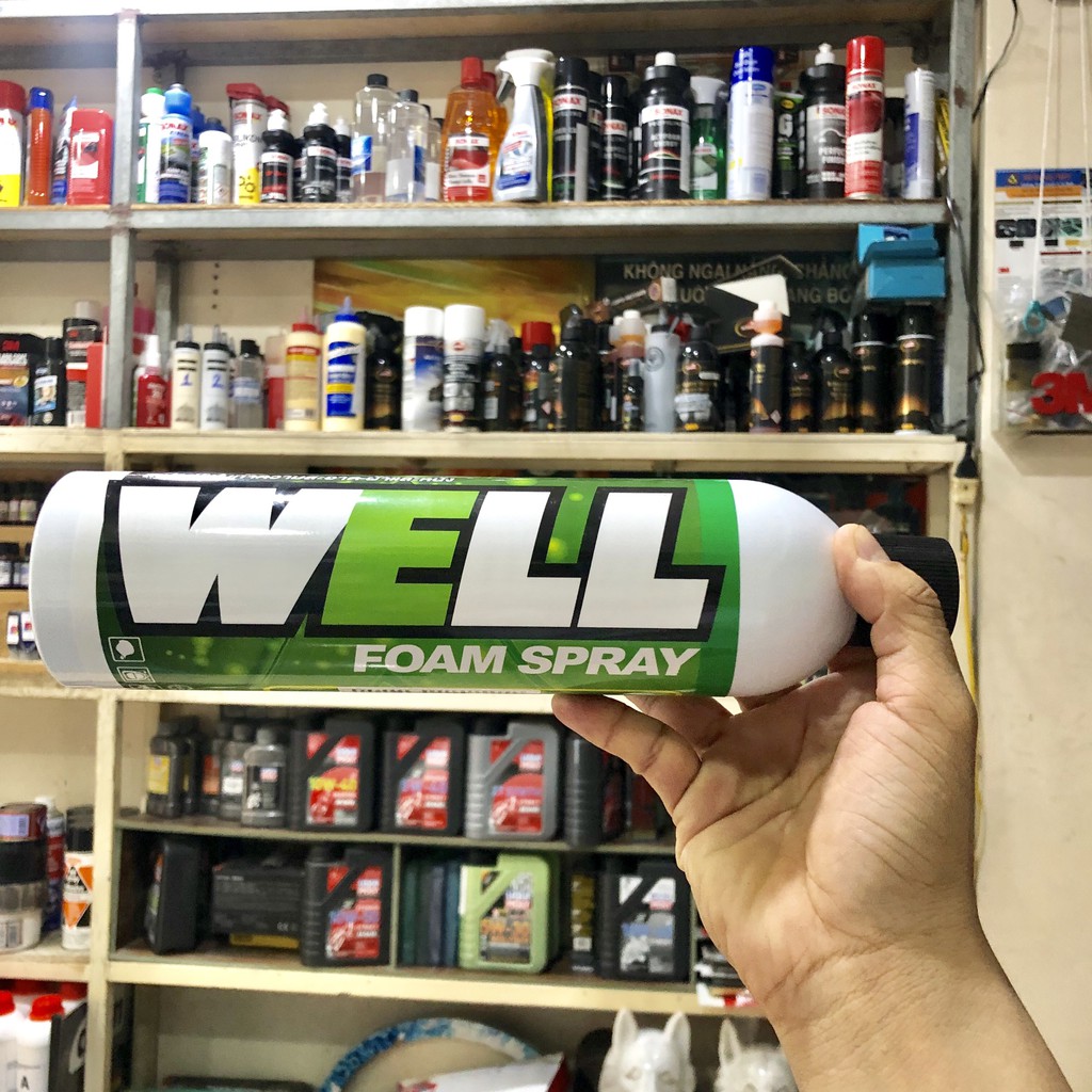 Chai xịt bọt tuyết vệ sinh nón bảo hiểm, yên, rửa xe khô nhanh chóng LUBE71 Well Foam Spray 600ml