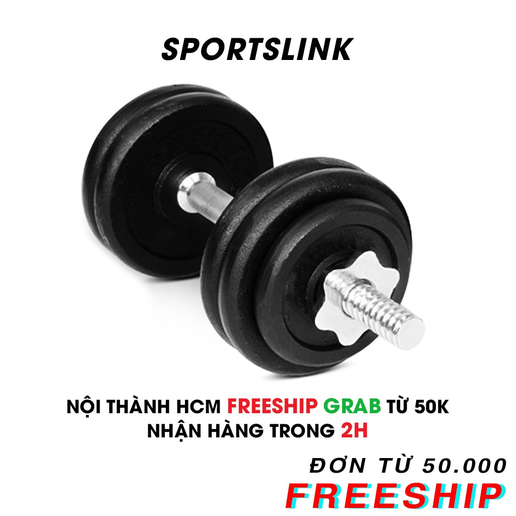 Tạ Tay Tháo Lắp Cao Cấp Sportslink – Bộ 21.7kg ( 1 đòn 35cm, 2 bánh tạ 2kg, 2 bánh tạ 3kg, 2 bánh tạ 5kg)