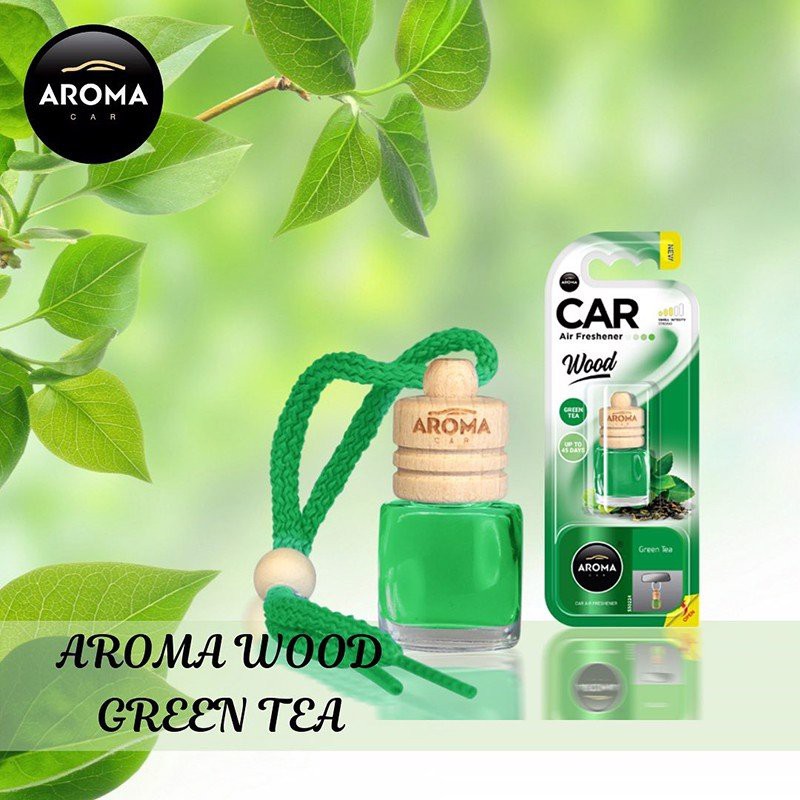 Tinh dầu treo xe ô tô Aroma Car Wood 6ml Hương Trà Xanh - Green tea