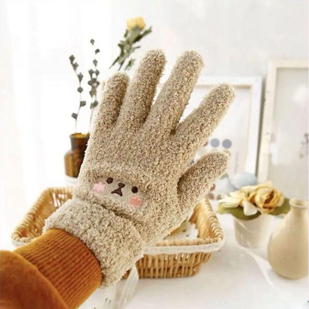 Găng Tay Len Nhung Hở Ngón Co Giãn Hình Mặt Cười Đơn Giản Thời Trang Thu Đông