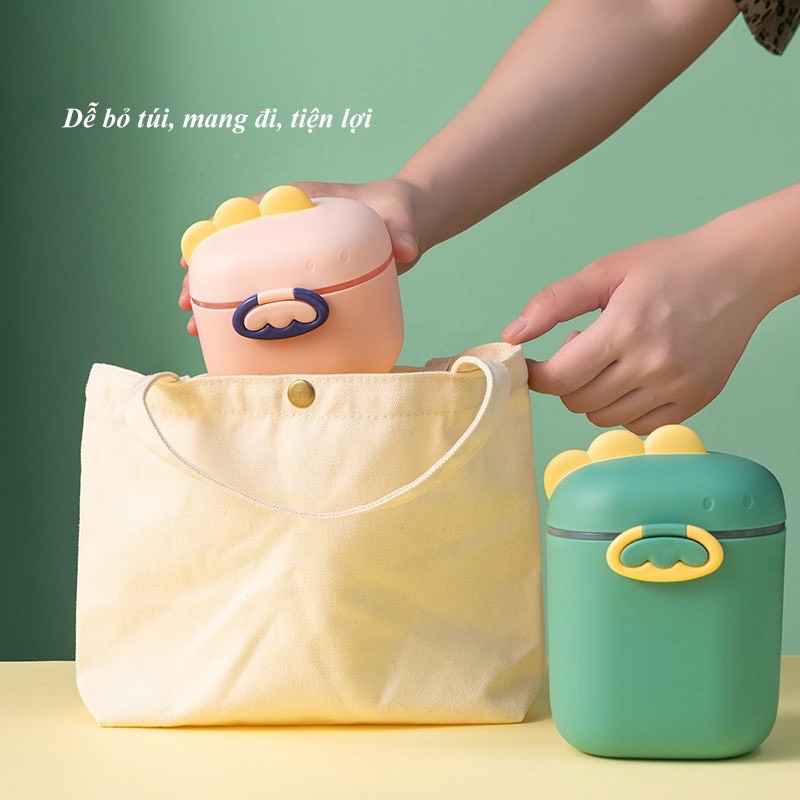 Hộp đựng sữa bột cho bé hình khủng long, tiền lợi cho bé mang tới trường và du lịch cùng gia đình