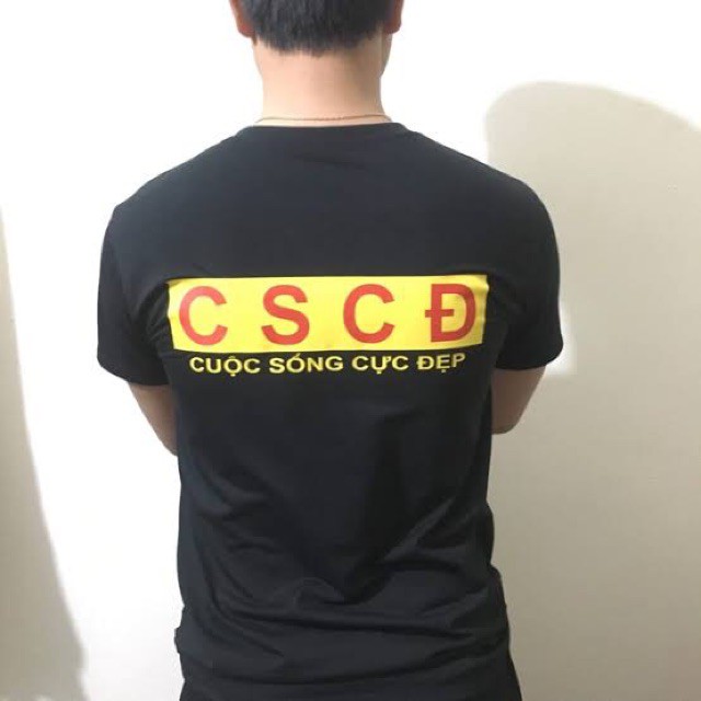 Áo phông nam cổ tròn in cscđ dáng basic Nhim1110