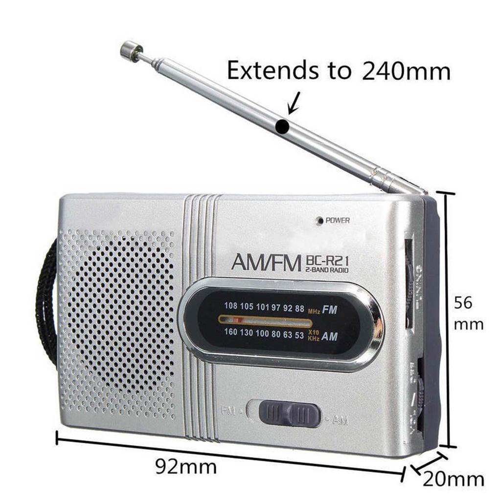 Radio Mini BC-R21 Có Ăng Ten Thu Sóng AM FM Bỏ Túi Tiện Dụng Cho Máy Nghe Nhạc MP3