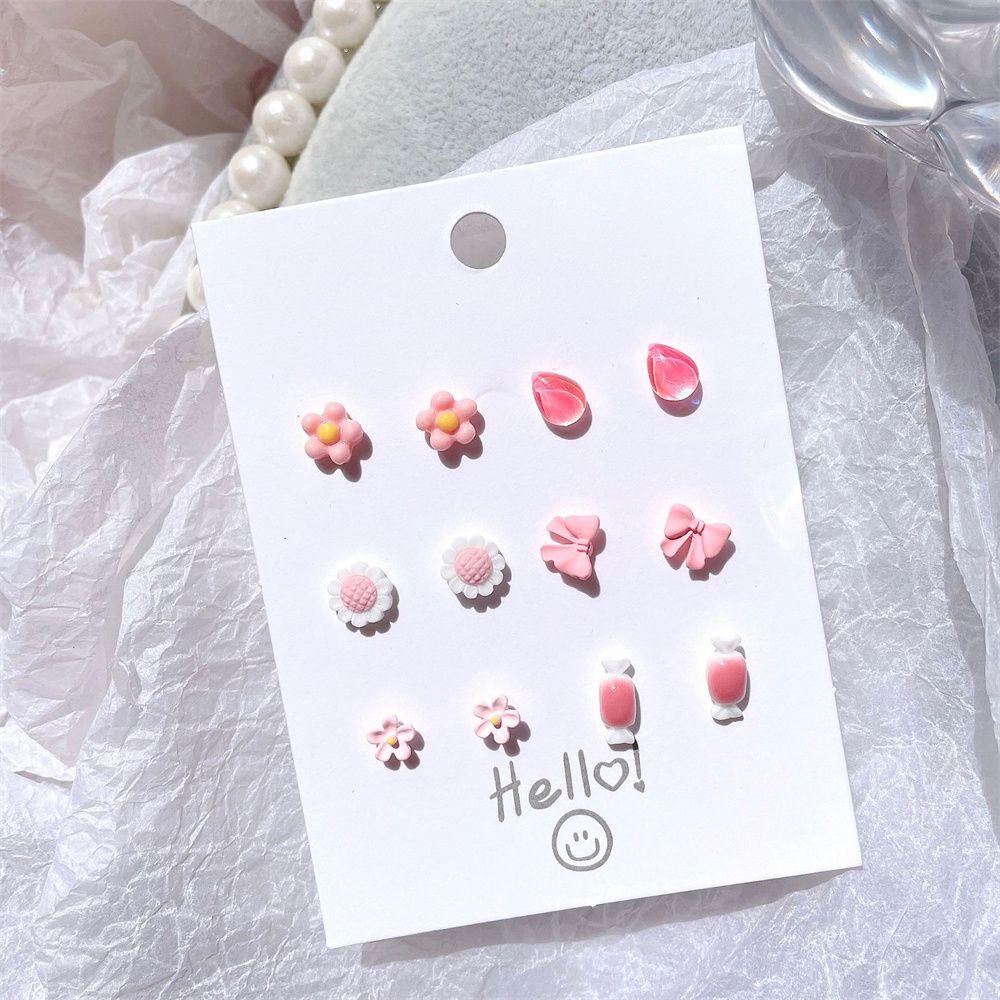 Set 1 Đôi Khuyên Tai Hình Học Nhỏ Dễ Thương Đơn Giản Thời Trang Hàn Quốc Dành Cho Bạn Nữ 6 Đôi