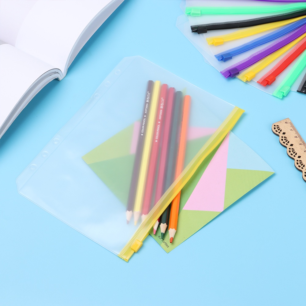 Túi Đựng Tài Liệu Khổ A5 A6 Bằng Pvc Chống Nước Có Khóa Kéo Nhiều Màu