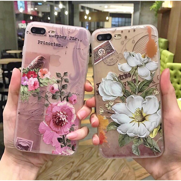 Ốp lưng iphone Hoa châu âu 3D đẹp sang trọng dẻo iPhone 6 6s 7 8 plus x xs max 11 promax  (a01)