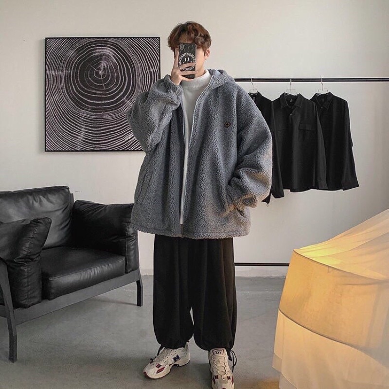 Áo lông cừu mũ gấu, thời trang nam nữ Unisex