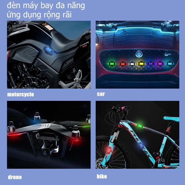 Đèn LED Nhấp Nháy Nhiều Chế Độ Màu Gắn Đôi Xe Máy Cảnh Báo
