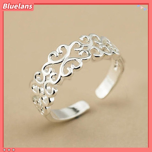 Nhẫn Hở Mạ Bạc Hình Trái Tim Rỗng Có Thể Điều Chỉnh Phong Cách Hàn Quốc