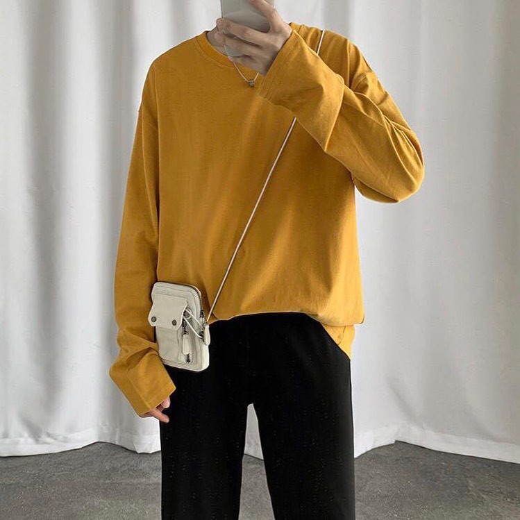 Áo Thun Tay Dài Trơn Basic Form Oversize Unisex Thu Đông