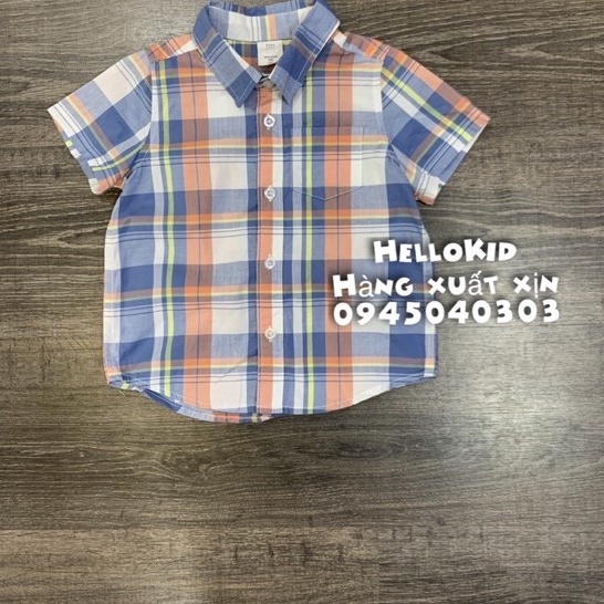 sơmi kẻ xanh cam