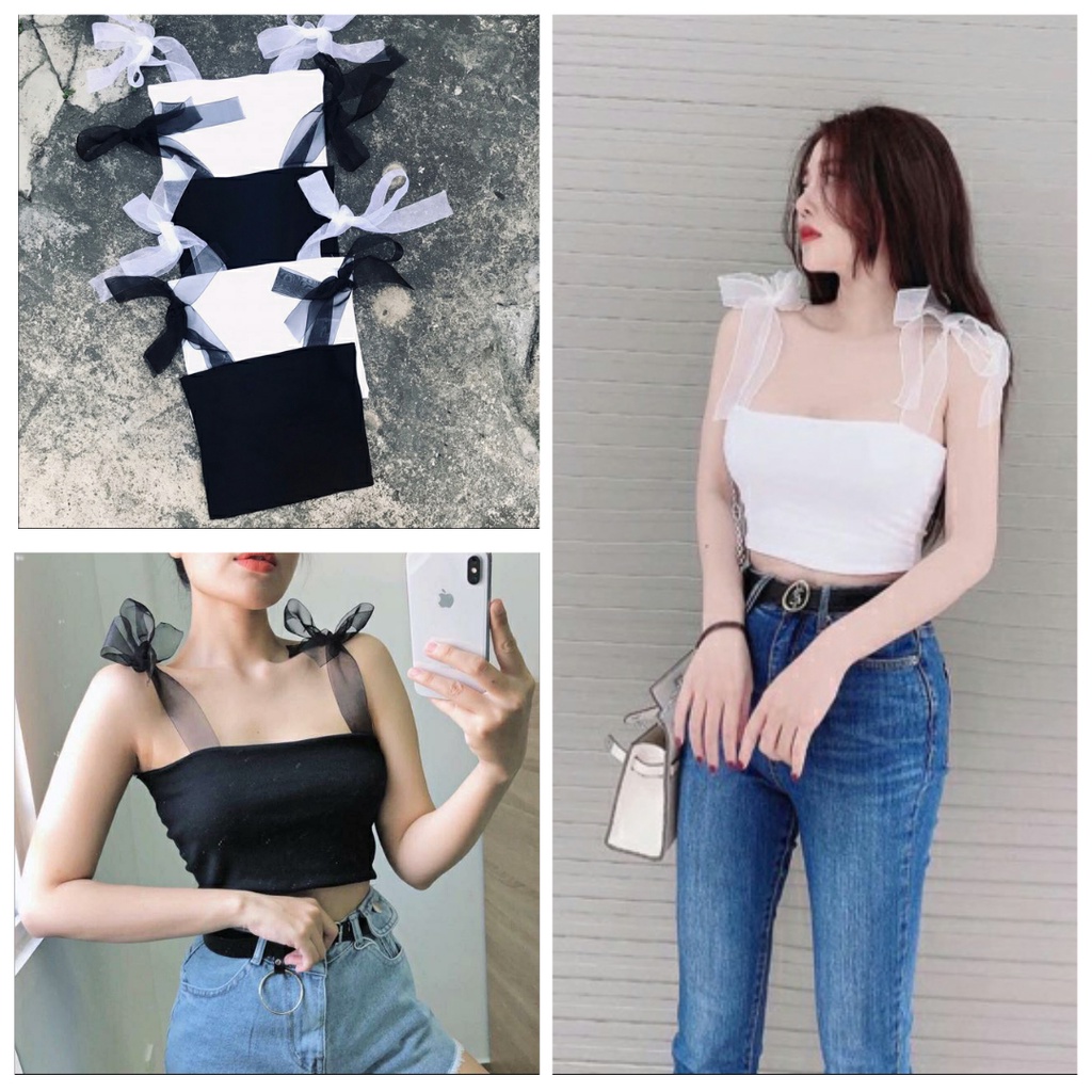 Áo thun ❄ FREESHIP ❄ áo phông nữ 2 dây duy băng cột nơ thời trang XIXO Mã ATN0012