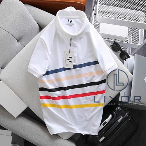 Áo thun polo áo phông nam có cổ thiết kế sọc in phối vải thun cá sấu cao cấp nhiều màu Liyorstore - ACB4062