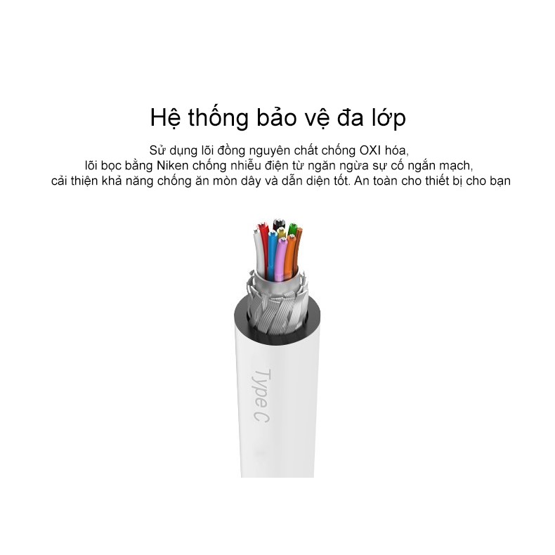 Cáp sạc Pisen USB Type-C 2A 1m – Hàng chính hãng bảo hành 18 tháng