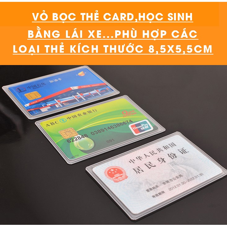 Vỏ/Bao PVC Dẻo Đựng Thẻ Card, Học Sinh, Sinh Viên Tiện Dụng 6 x 9,3Cm