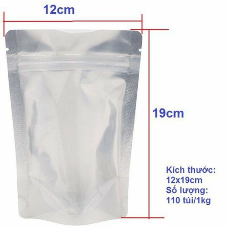 Túi zip đáy đứng một mặt bạc một mặt trong 1kg loại tốt