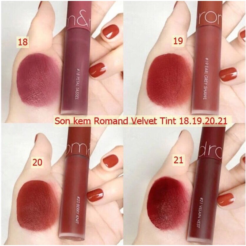 [Màu 01&gt; 25] Son kem lì Romand Zero Velvet Tint