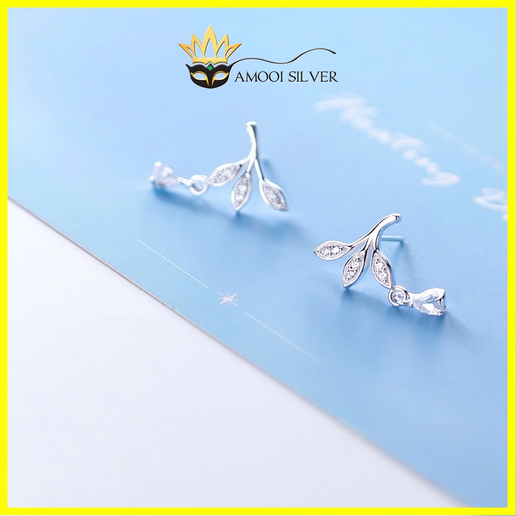 Bông tai bạc S925 chiếc lá - Amooi Silver AB112