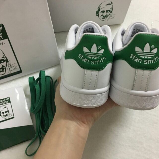 Giày thể thao stan smith gót mầu xanh