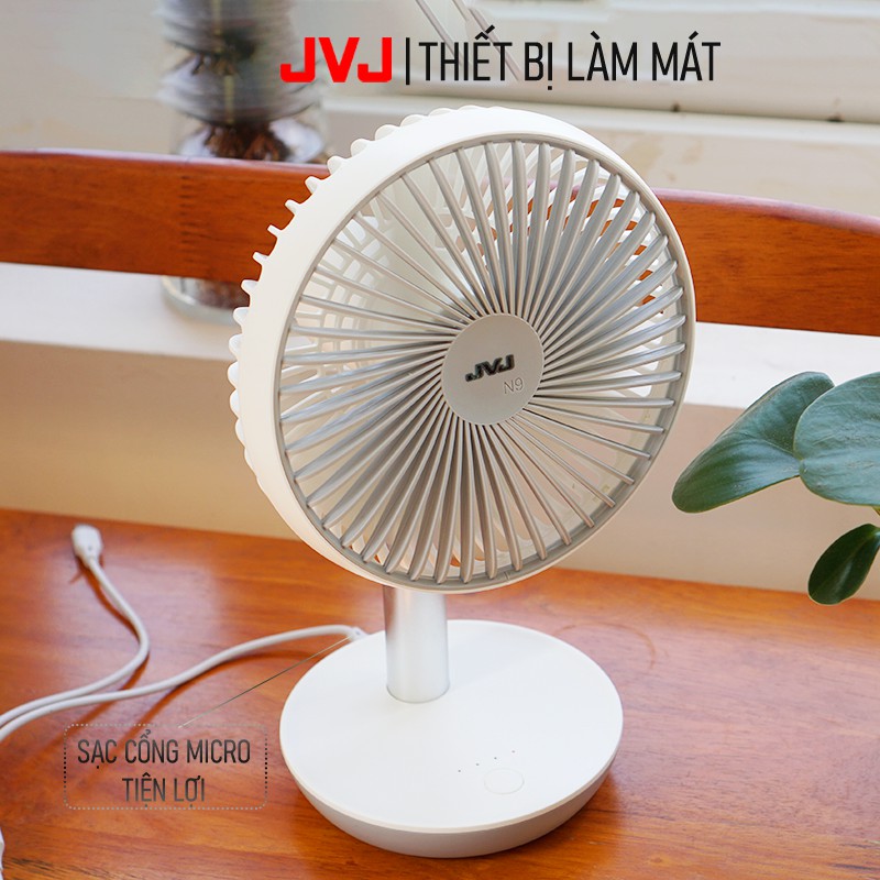 Quạt tích điện mini để bàn JVJ N9FAN STAND để bàn 4 chế độ có các chức năng cải tiến, tiếng êm, để bàn học, bàn làm việc