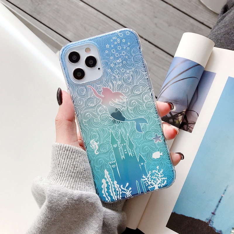 Ốp Điện Thoại Đệm Khí Chống Rơi In Hình Nàng Tiên Cá / alice Cho iPhone 7 8 Plus X XS XR 12 11 13 14 Pro Max