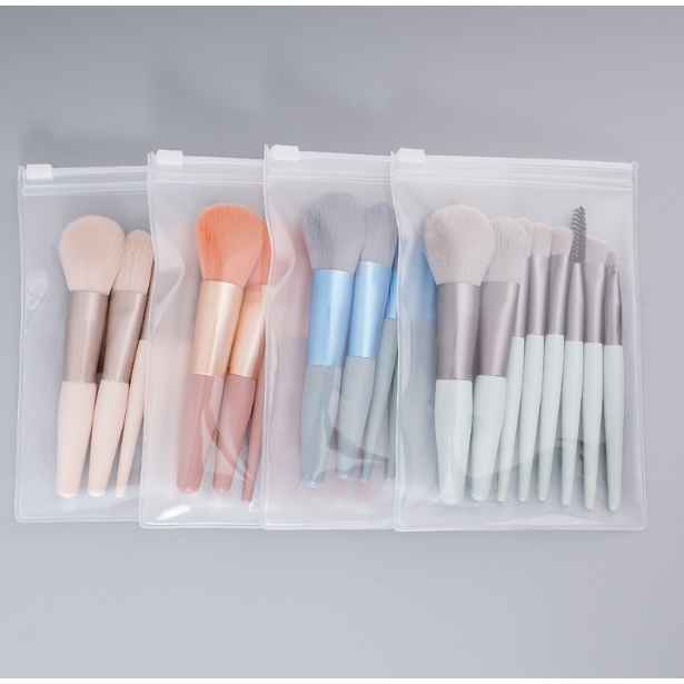 Cọ trang điểm set 8 cọ kèm túi khóa kéo phong cách vintage - Cọ đánh phấn kute - Abby House