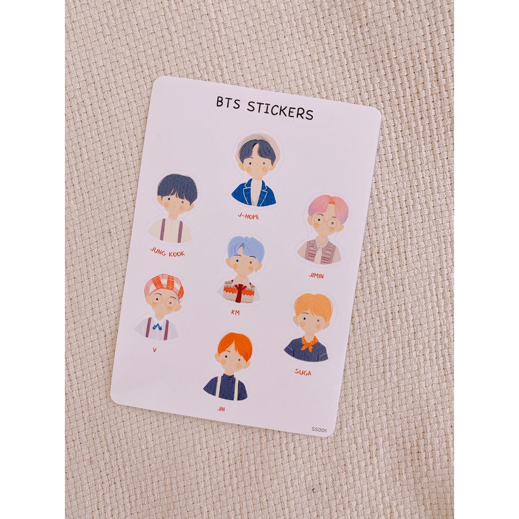 Set Sticker Chibi BTS - Chống Nước - Bền Màu - Có Sẵn Keo Dán - Decor, Trang Trí Nhà Cửa, Trang Trí Sổ, Dán Mũ, Vali