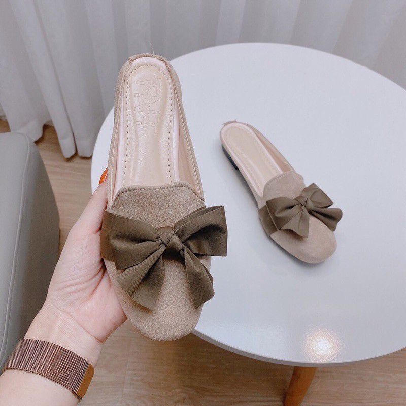 Giầy sục mũi vuông phối nơ siêu xinh hót