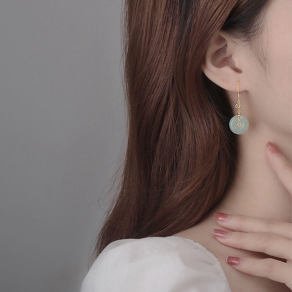 QQMALL Khuyên Tai Vòng Tròn Phong Cách Trung Hoa Cổ Điển Thanh Lịch Dành Cho Nữ