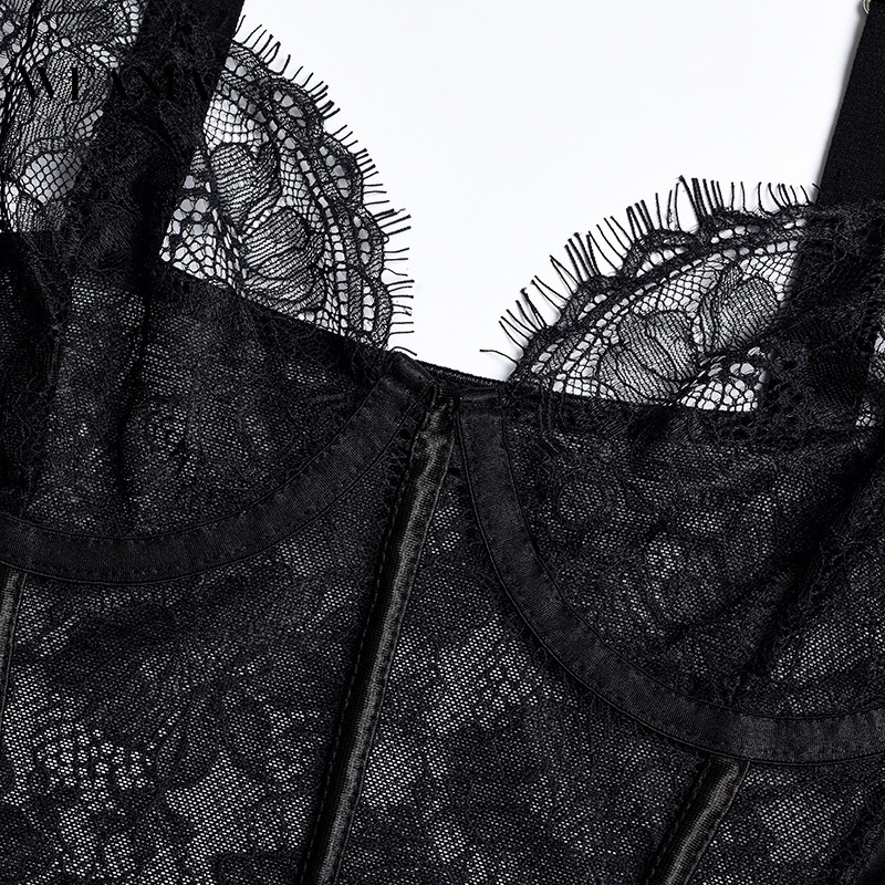Bộ Đồ Lót Ren Lưới Mỏng Phối Dây Đeo Gợi Cảm Cho Nữ