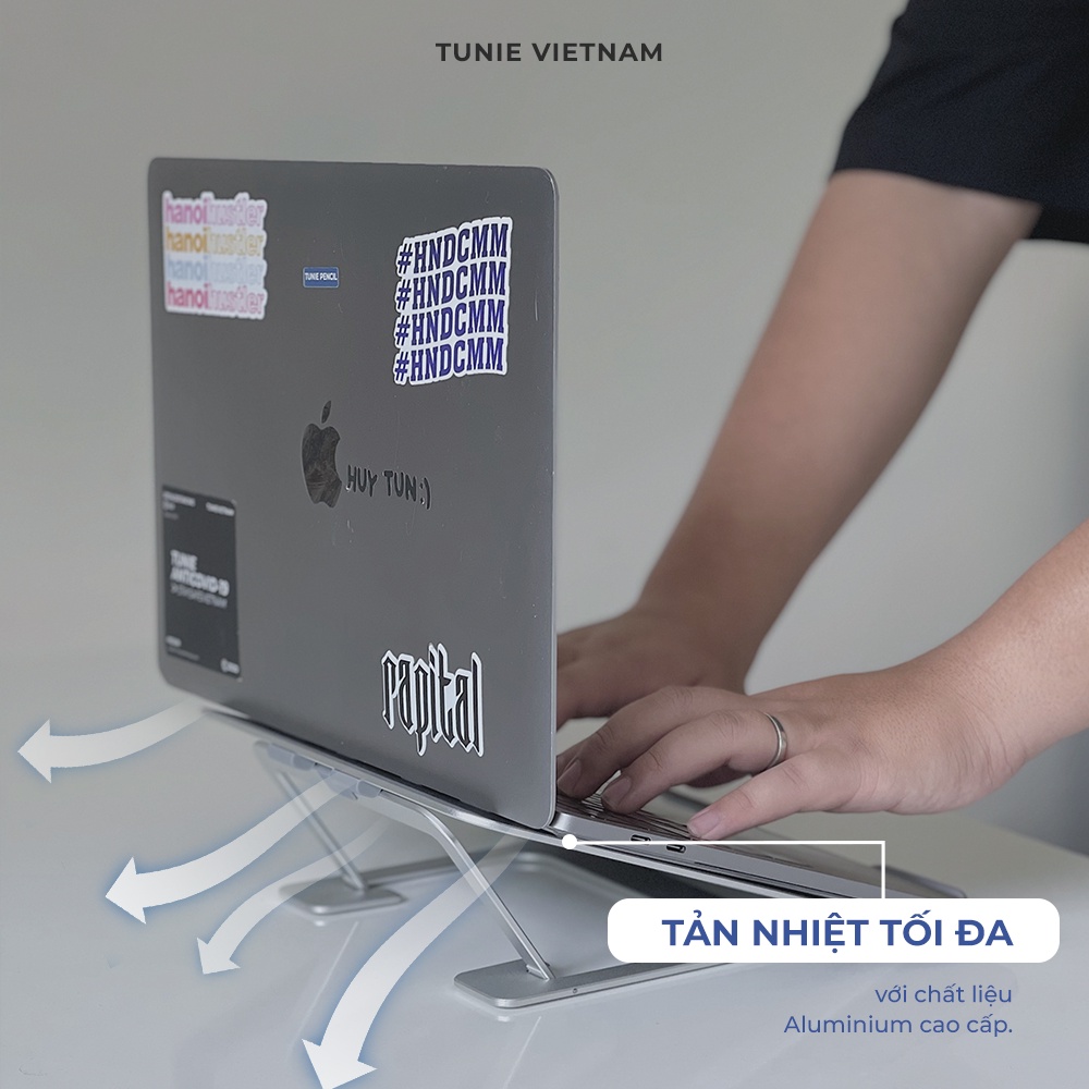 Giá đỡ laptop Tunie - gấp gọn, tản nhiệt, có thể điều chỉnh độ cao, chống mỏi cổ