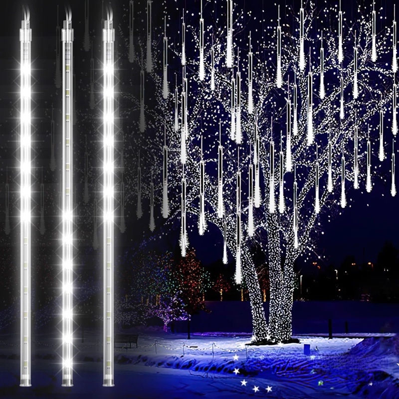 Dây đèn led 8 ống hình mưa sao băng dài 30cm dùng trang trí giáng sinh