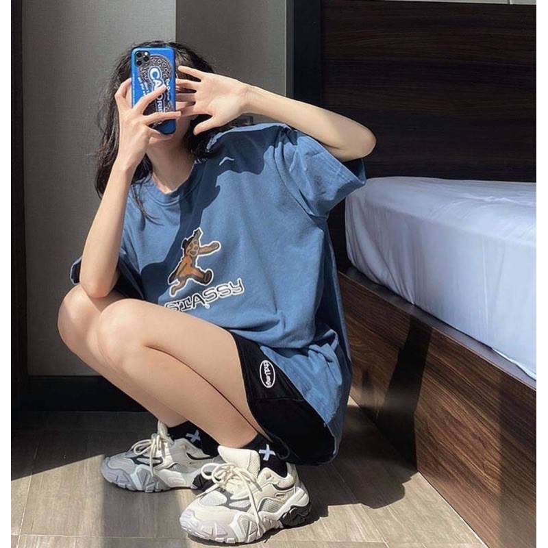 Set Bộ Quần , Áo gấu nâu Teddy  Chất Cotton Thấm Hút Mồ Hôi  Xanh Siêu Hot Trend Form Rộng,kiểu dáng Ulzzang