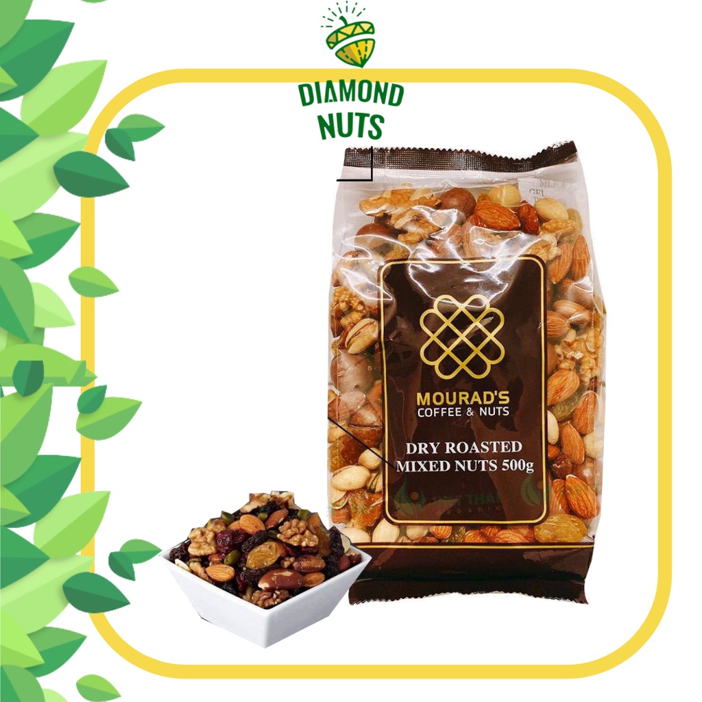 Hỗn Hợp 5 Hạt dinh dưỡng Granola Bí Xanh Hạnh nhân Macca Óc chó Hạt dẻ cười Úc Mourad's Cao Cấp Diamond Nuts