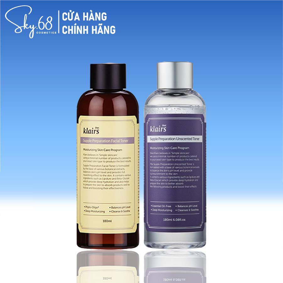 Toner dưỡng ẩm Klairs Supple Preparation Facial Toner/Uncented Toner 180ml