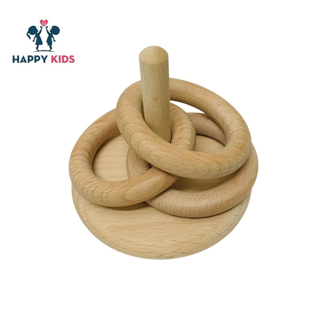 Xâu đứng với vòng tròn lớn - giáo cụ montessori - đồ chơi sơ sinh trẻ em bằng gỗ, phát triển kỹ năng phối hợp tay mắt