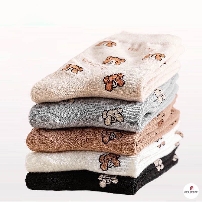 Tất cổ cao hình gấu  🌸 tất nữ chất liệu cotton co giãn bốn chiều 🌸