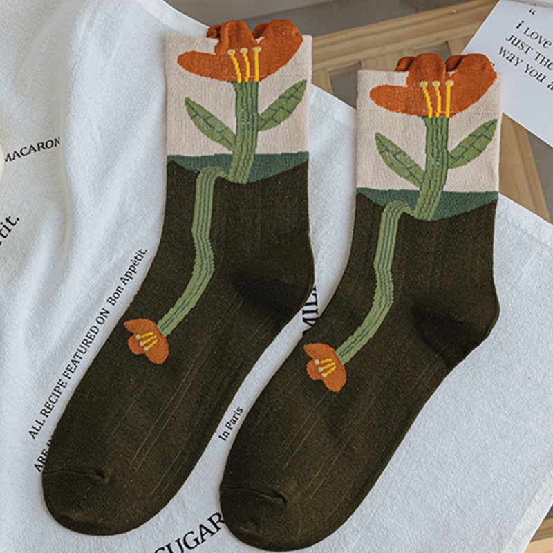 Xixi Vớ Cotton Cổ Cao In Họa Tiết Hoa Nhiều Màu Sắc Phong Cách Harajuku Nhật Bản Thời Trang Xuân Hè Cho Nữ