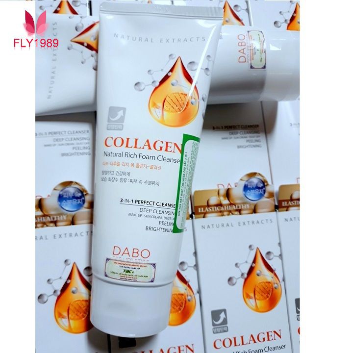 Sữa rửa mặt Collagen trắng da chống lão hoá Hàn Quốc Dabo Natural Rich Foam Cleanser 180 ml