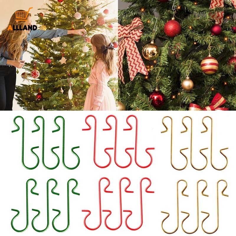 Set 50 Móc Treo Đồ Hình Chữ S Bằng Kim Loại Trang Trí Cây Thông Giáng Sinh / Năm Mới