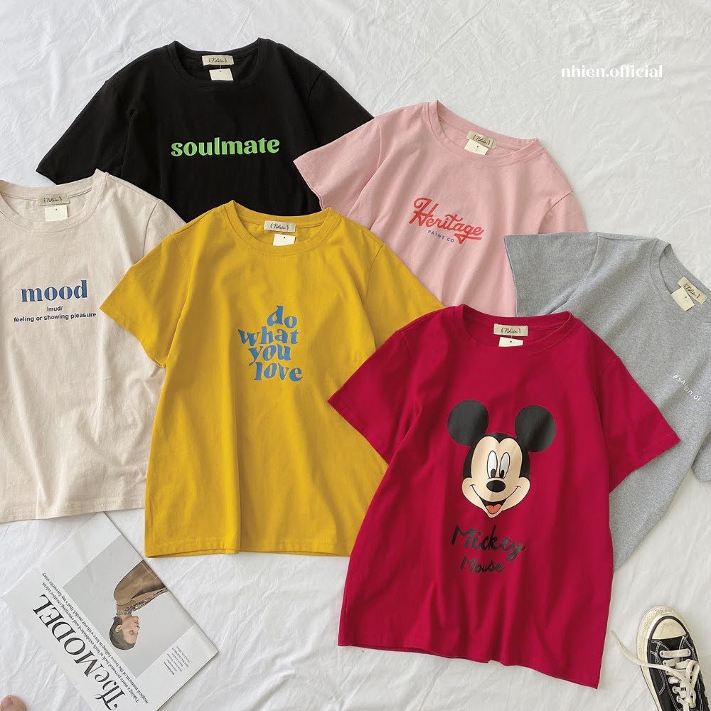 Áo thun nữ form suông in hình Mickey mouse Nhienvintage_BT31