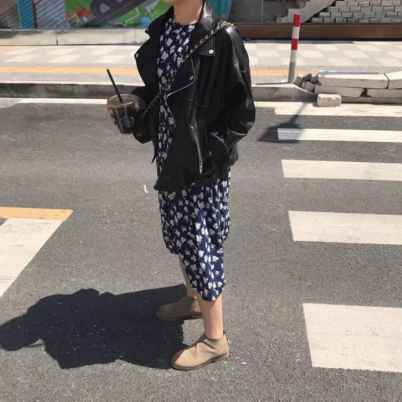 Áo da dáng rộng 1 lớp