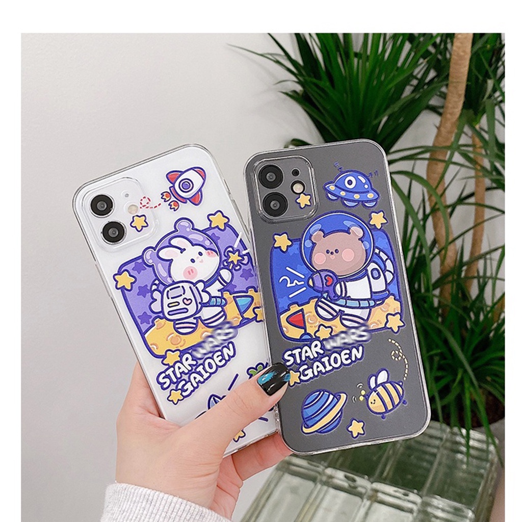 Ốp lưng iphone - Ốp silicon dẻo trong suốt star gấu thỏ dành cho iphone 6 đến 14promax - t107